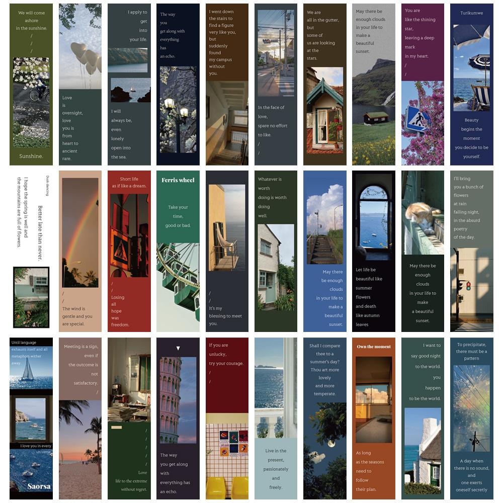 

30PCS Travel City Scenery Bookmarks Creative Harajuku Gift Cafe Paper Supplies Student Promotional Unique Durable Bookmarks