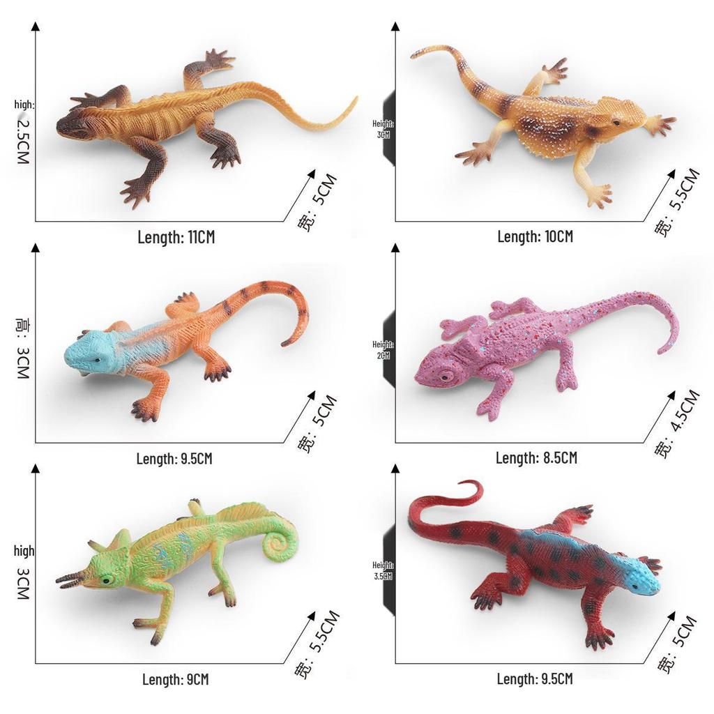 Cross-Cultural Reptile Model Set: Iguana, Chameleon, and Bearded Dragon for Kids' Cognitive Development with Card