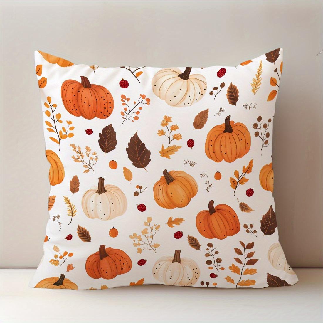 

Thanksgiving Pillowcase Flat Print Design Polyester Fabric Soft Comfortable Holiday Party Daily Cushion Cover Decoration 18x18Inch