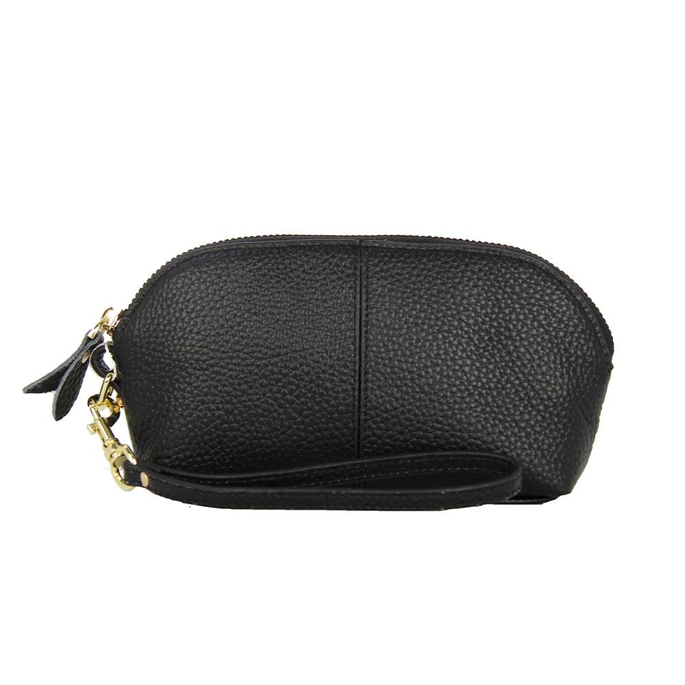 Women's Solid Color Clutch Leather Shell Bag Fashion Casual Leather Large-Capacity Wallet