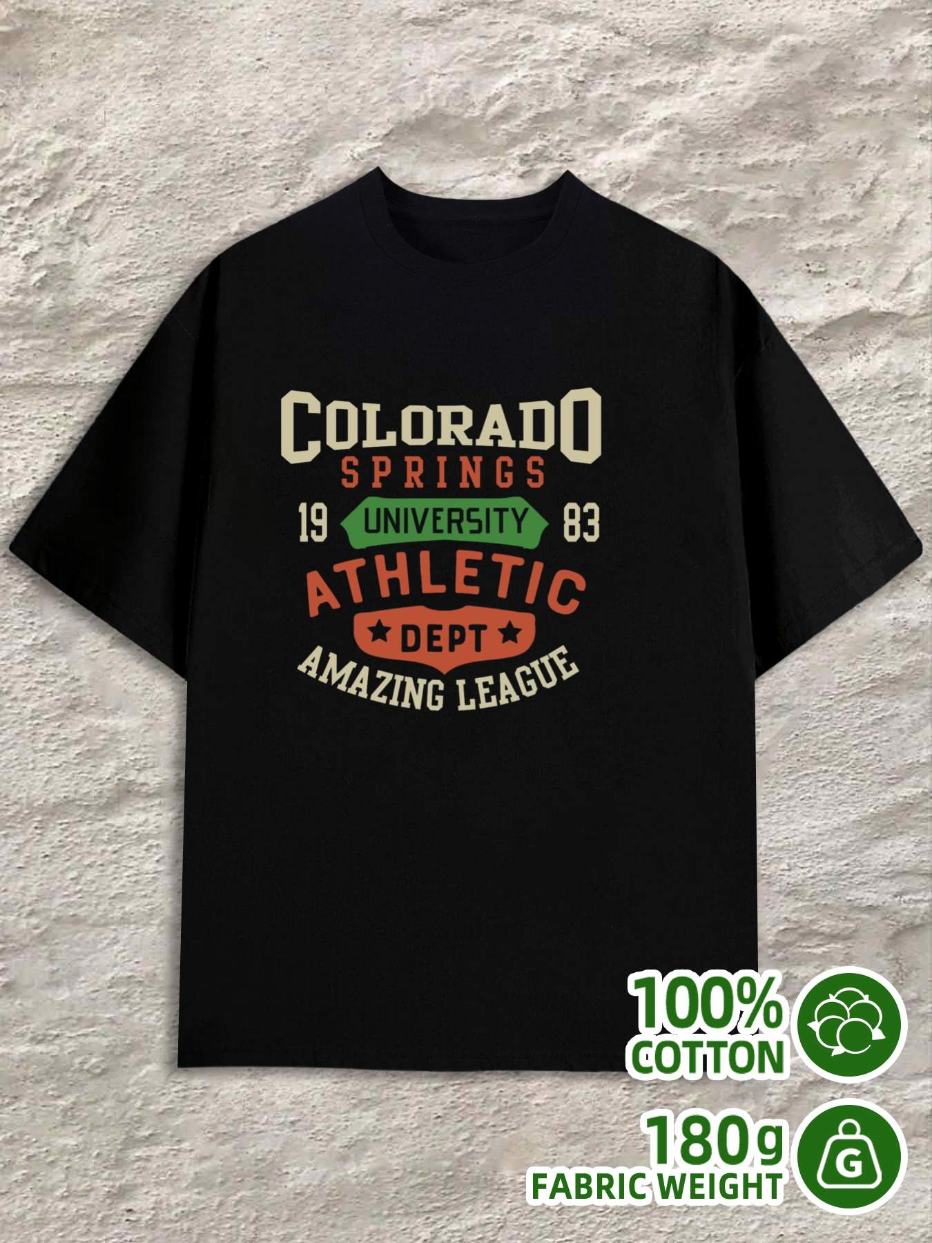 T-Shirt Y2K Colorado Springs Athletic Black Regular Fit M