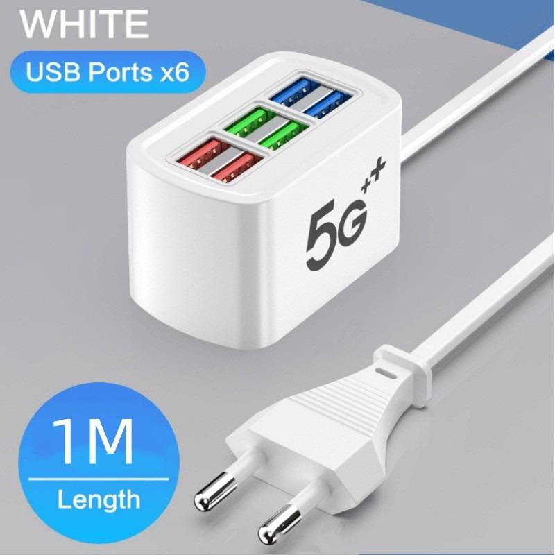 

Multi Ports USB HUB Adapter 1m 6 USB Ports Charger Station EU/US Plug Fast Charging Power Strip Adapter USB HUB Splitter Charger
