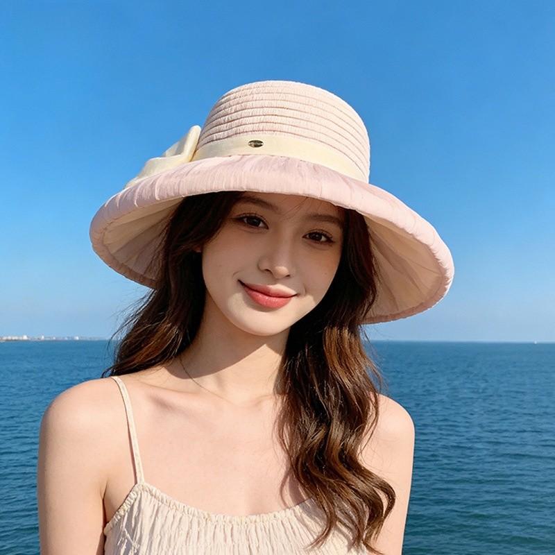 Summer Ladies Flowy Sheer Wide Brim Fisherman Cap With Sunshade For Beach And Travel