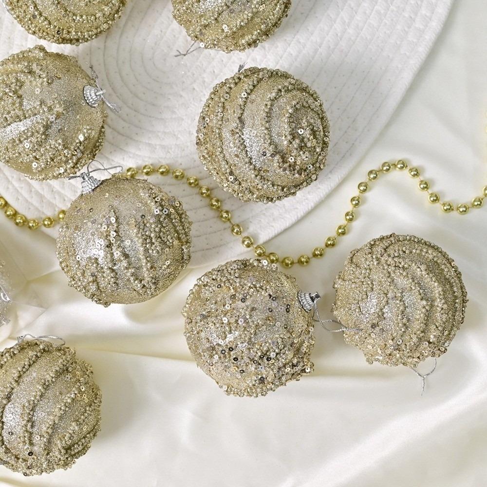 8cm Christmas Hanging Balls Champagne Xmas Balls Pendant Christmas Spheres Pendant Home Decor