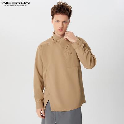 Spring Elegant Men Solid Color Long Sleeves Shirts