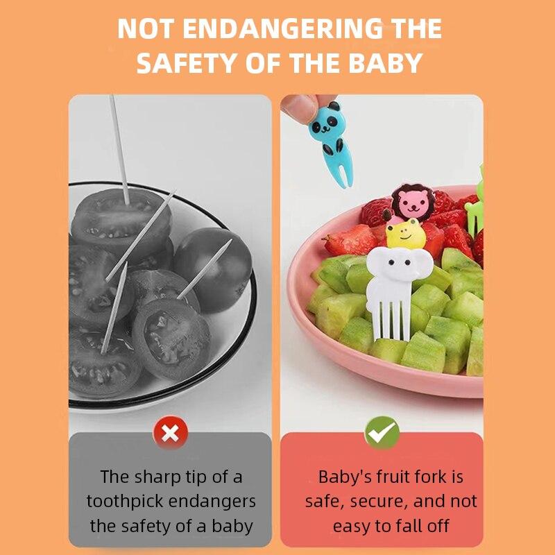 10 Pcs Cartoon Fruit Fork Set Cute Animal Toothpicks Children Buffet Food Supplement Tools For Party Lunch Box Decoration