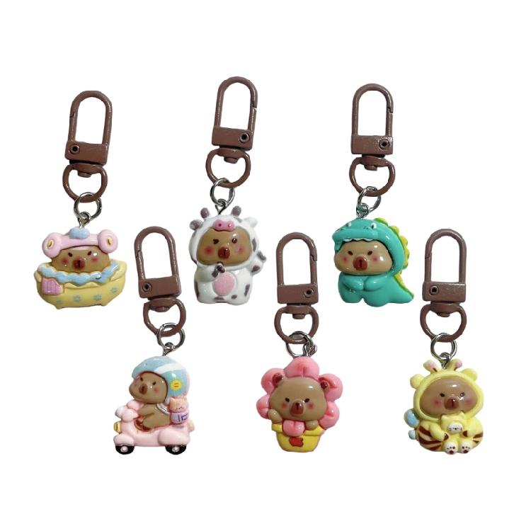 5/6 Pack Lovely Capybara Keychain Bag Pendant Capybara Key Ornament Resin Texture Capybara Bag Decorations for Bag Key