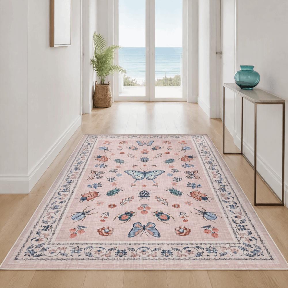 Soft Flower Carpet Non-slip Door Gasket Durable Blanket for Living Room Tea Table Bedside