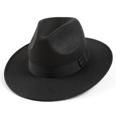 Herbst- und Winterwollmütze Shanghai Beach Retro Schwarze Wollmütze Opa Gentleman-Hut Zylinder Britischer Jazzhut