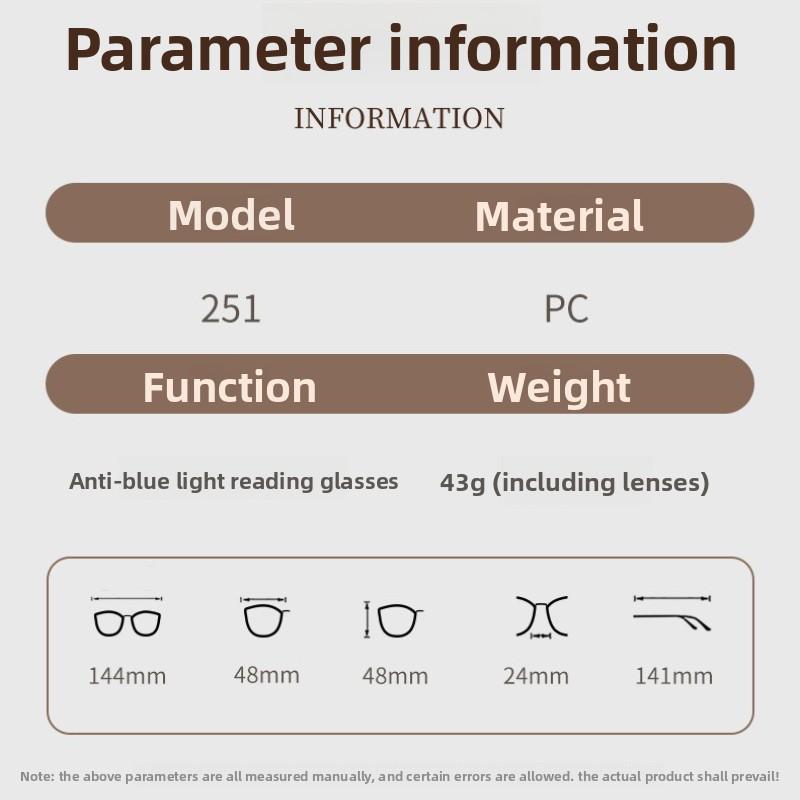 Neutral Retro Square-Frame Reading Glasses Stylish New High-Definition Blue Light Blocking Hyperopia Glasses Fashionable Frames