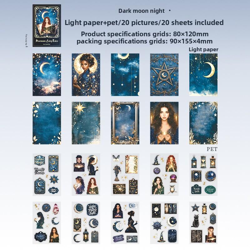 20 Pieces Per Pack of Star Moon Fairy Tale Collection Series Goddess Fairy Tale Theme Scenery Dual Material Sticker Book