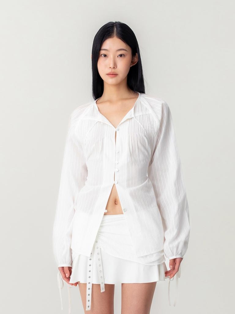 GLOWNY Misty Sheer Blouse (White)