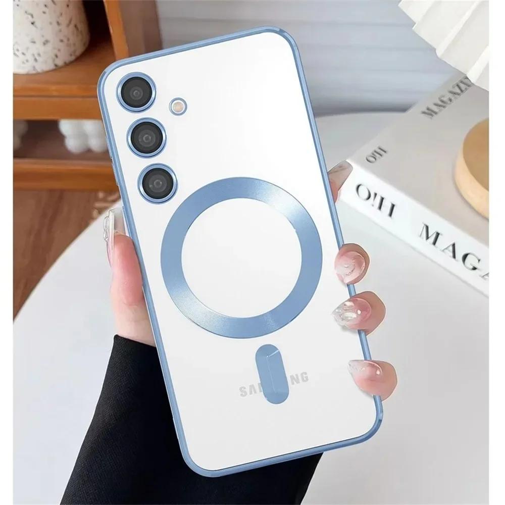 Transparente Beschichtungshülle für Samsung Galaxy S25 S24FE S23FE S21FE S24 S23 S22 S21 Ultra S25Plus Hülle Note20 Ultra MagSafe Wireless