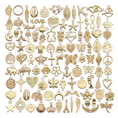 100 Stück Halskettenanhänger Zubehör Goldene Legierung DIY Gold Bastelanhänger für Schmuckherstellung