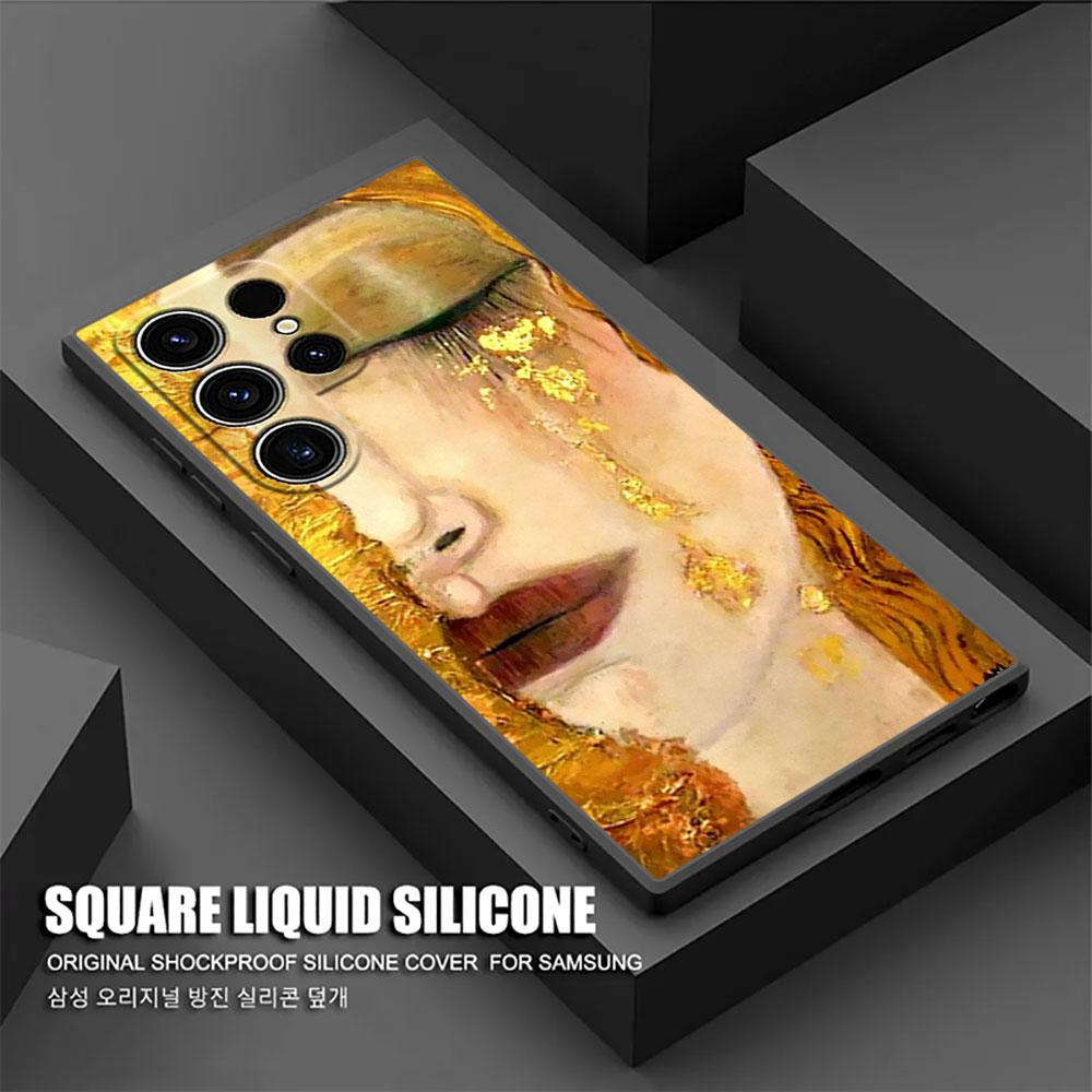 Phone Case For Samsung Galaxy S24 Ultra Cases S23 S21 S20 FE S22 Plus Note 20 10 Cover Kiss by Gustav Klimt Golden Freya's Tears