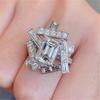 CopperIrregular Rings for Women Sparkling CZ Personality Girls Finger Accessories for Hip Hop Party New Jewelry