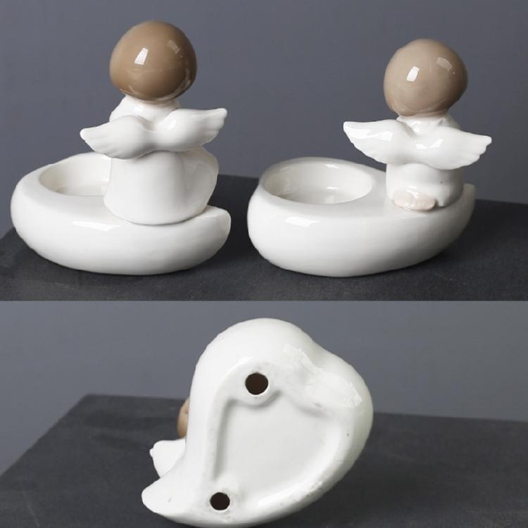 Delikata Keramiska Bönande Änglar Värmeljushållare Lättrengöring Votive Ljusstake för Heminredning