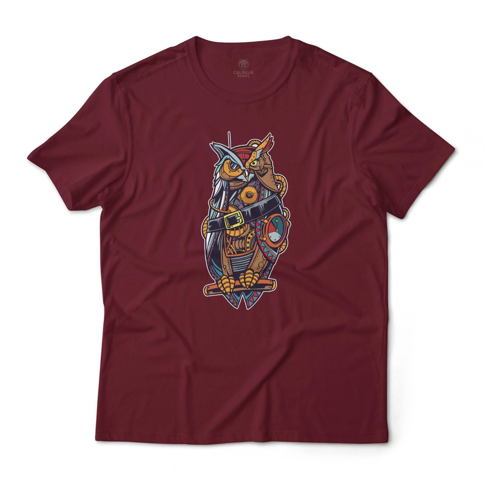 Steampunk Owl Fantasy Art Graphic T-Shirt Unisex Lightweight Cotton S разноцветный