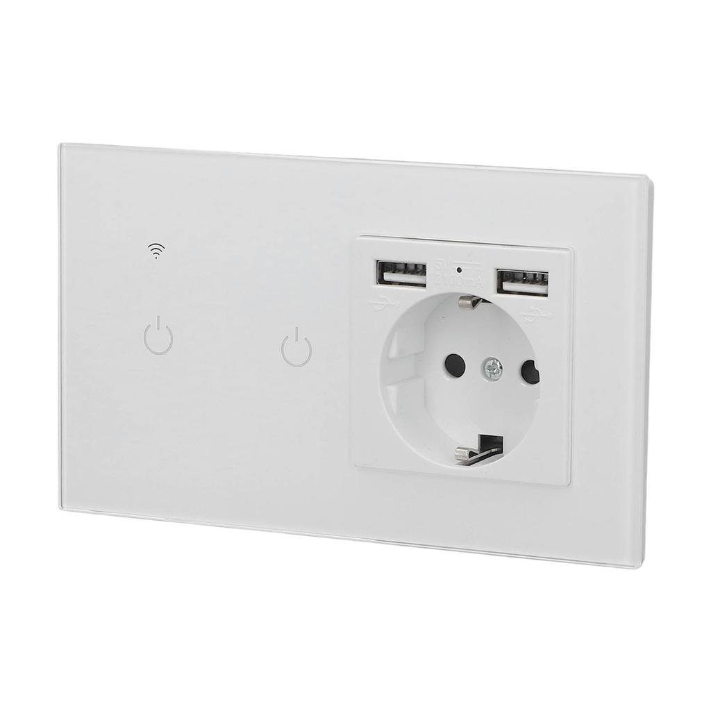 WLAN Smart Schalter mit Dual-USB Unterputz-Wandsteckdose APP Sprach-Touch-Steuerung Standard AC100-