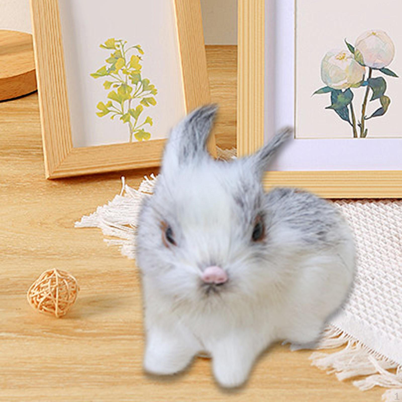 Miniature Realistic Furry ,Realistic Plush Bunny ,Lifelike Animal Toy for Collectible