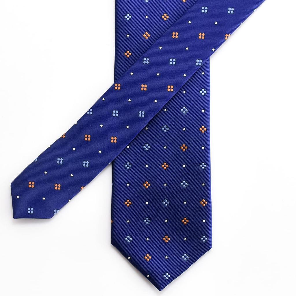 [Michiko London] Brand Necktie, Made in Japan, Silk, Small Pattern, Jacquard Weave, Business, Regular Size (Pattern C: Blue)
