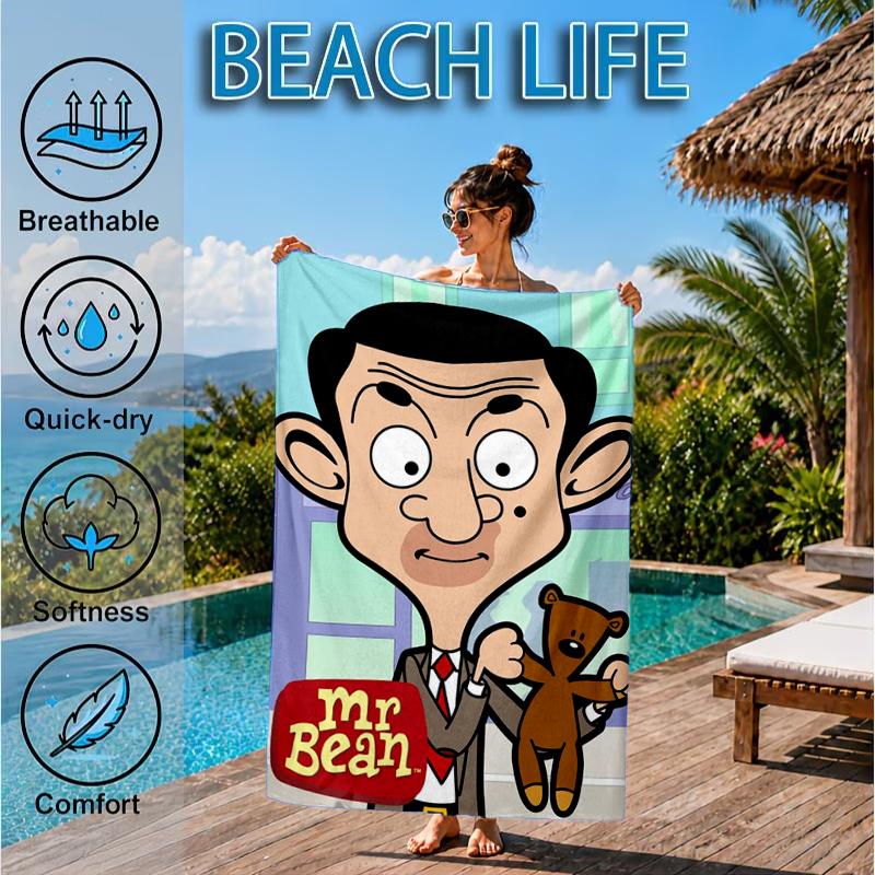 Herr. Bean's Abenteuer Strandtuch, Mikrofaser Strandtuch, Perfekt für Pool, Strand, Reisen, Heimdekoration Strandparty Fan Geschenke