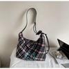 2025 Women's Versatile Plaid Canvas Tote - Large Capacity Crossbody Shoulder Bag for Commute