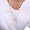 Creative Dazzle Color Square Tag Necklace for Men Hip Hop Polished ID Accessory Stainless Steel Trend Jewelry 60cm Length