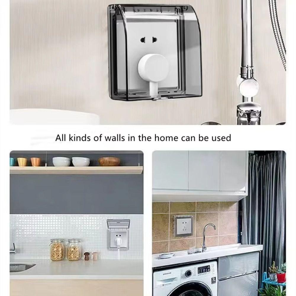 Self-Adhesive 86 Type Wall Socket Waterproof Box Prevent Electric Shock Plastic Switch Button Protection Cover Thickening Safe