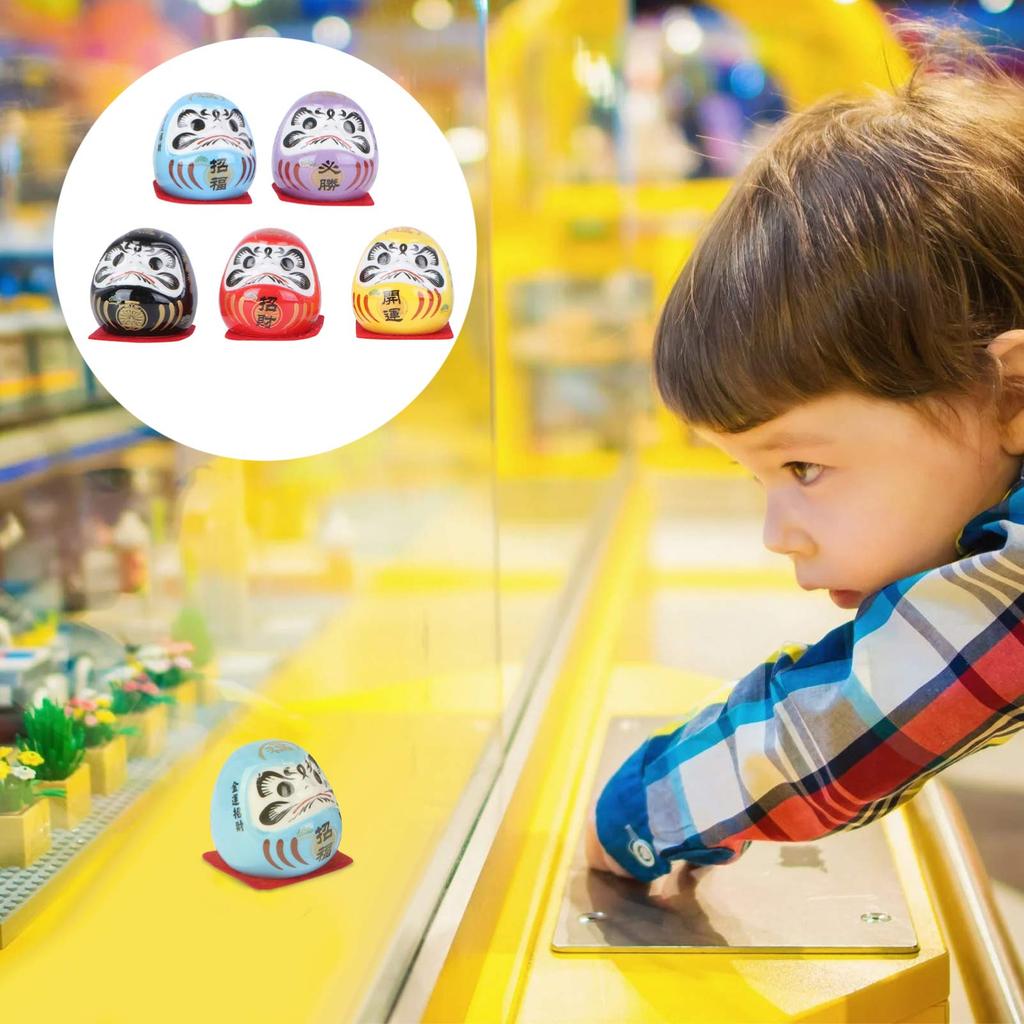 FRCOLOR Daruma Doll Miniature Daruma Traditional Ceramic Good Luck Zen Prosperous Colorful Car Auspicious Interior Souvenir for New Set Figurines,