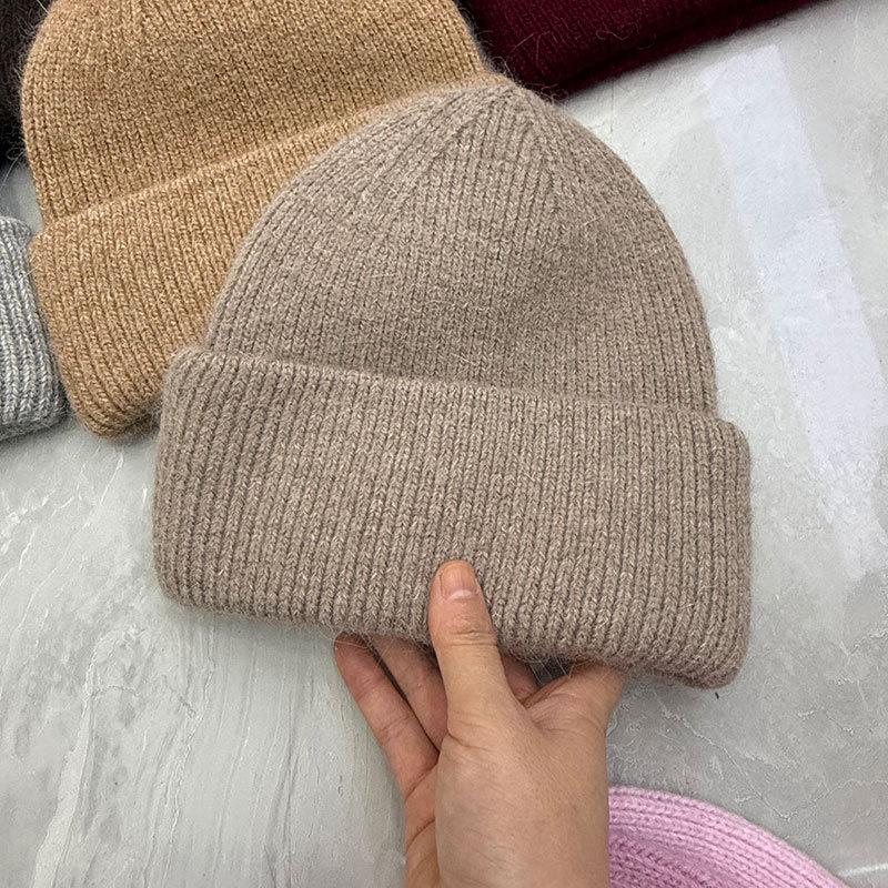 Hat Women's Autumn and Winter Wool Hat Casual Warm Versatile ins Knitted Hat Solid Color Light Board Cold Hat Men's Trend
