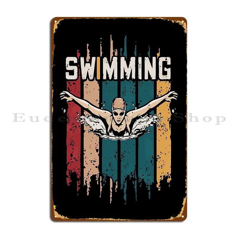 Swimming Vintage Metal Signs Custom Character Home Vintage Design Pub Tin Sign Poster