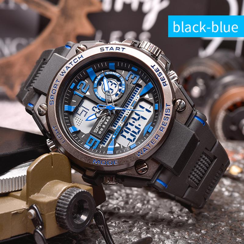 SANDA Electronic Watch Trendy Cool Electronic Watch Multi-function Alarm Clock Men's Wristwatch