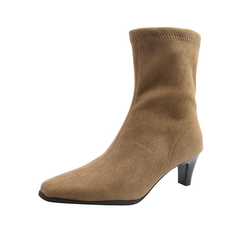 

Французские остроносые детские короткие ботинки 2025 новая осень темперамент универсальные тонкий каблук короткие ботинки стройнящие 42 хаки