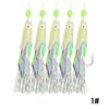 5PCS/String Dazzling Colored Silk Luminous Fish Head String Hooks For White Strips Upturned Mouth Fish Hooks With Barbs Pins Eight-Shaped Rings