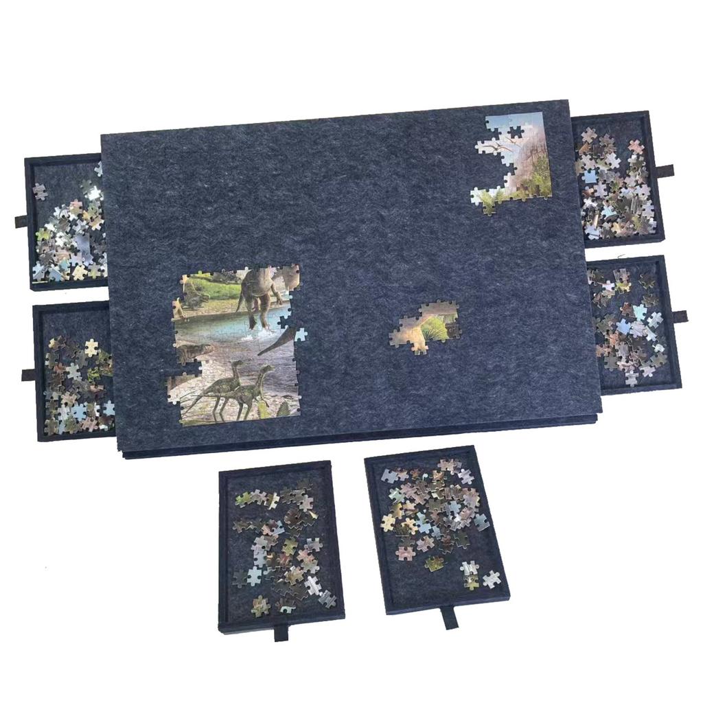 Puzzle Board with Dust Cover and 4 Drawers Portable Jigsaw Puzzle Workstation Felt Mat for Home