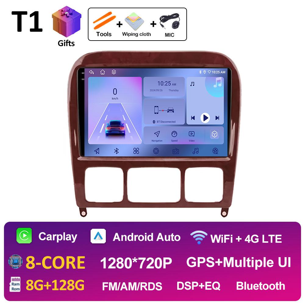 9 inch Android 14 For Mercedes Benz S Class W220 S280 S320 S350 S400 S430 S500 S600 AMG 1998 - 2002 2003 2004 2005 Head Unit BT
