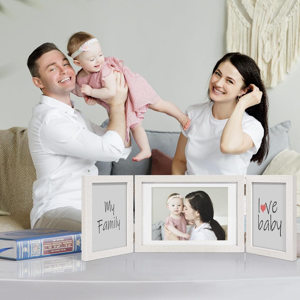 Afuly Fotoram Postkort 2L Storlek Fotoram Snygg Vägghängning Enkel Vit Vikbar Design Fotoram Bröllopspresent Födelsedag Jubileumspresent