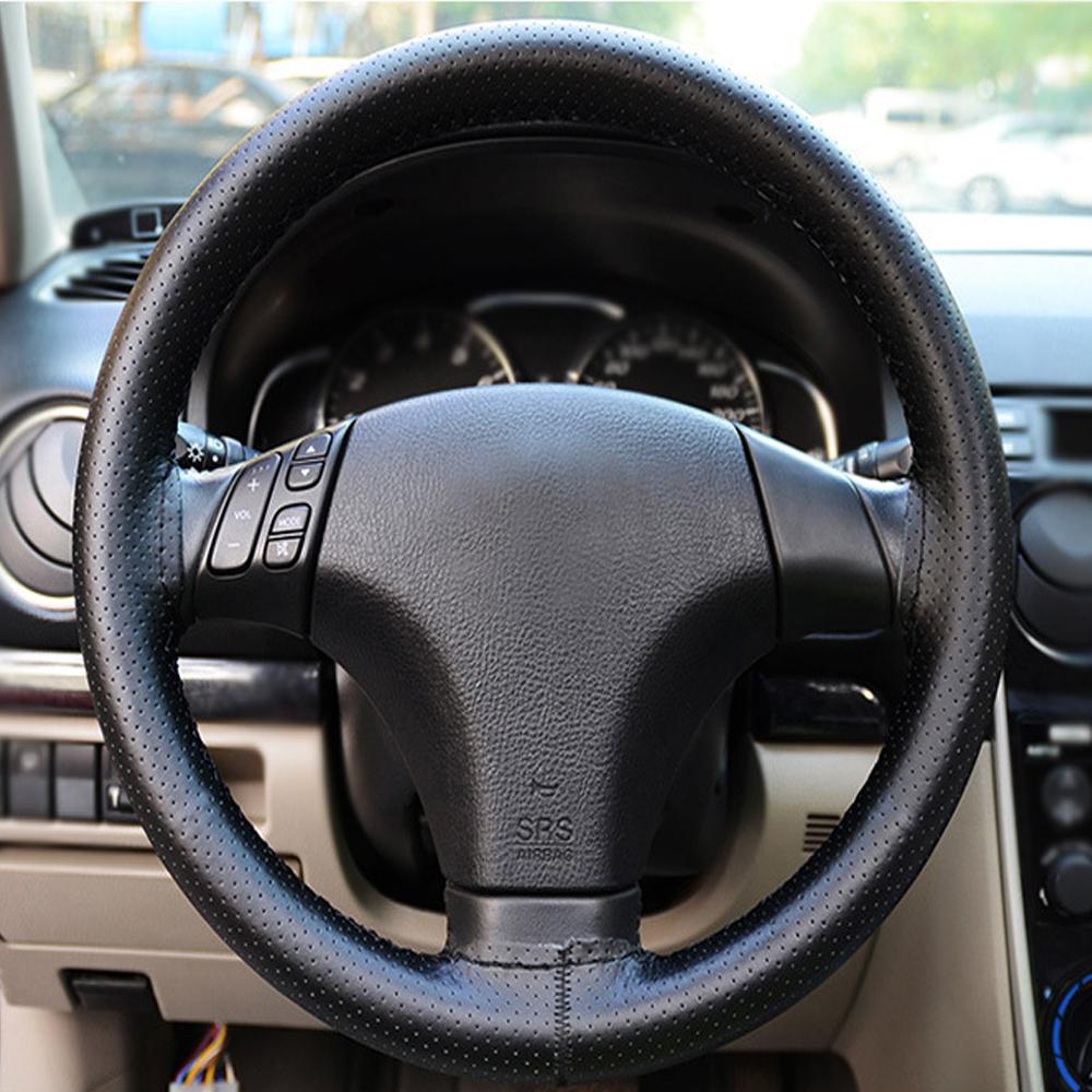 Car Steering Wheel Cover Needles And Braid Thread Artificial Leather Car Covers Suite DIY Texture Soft Auto Accessories