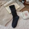 Cotton Blend Mid-calf Knit Socks Bow Button Ballet Winter Socks  for Winter Warmth