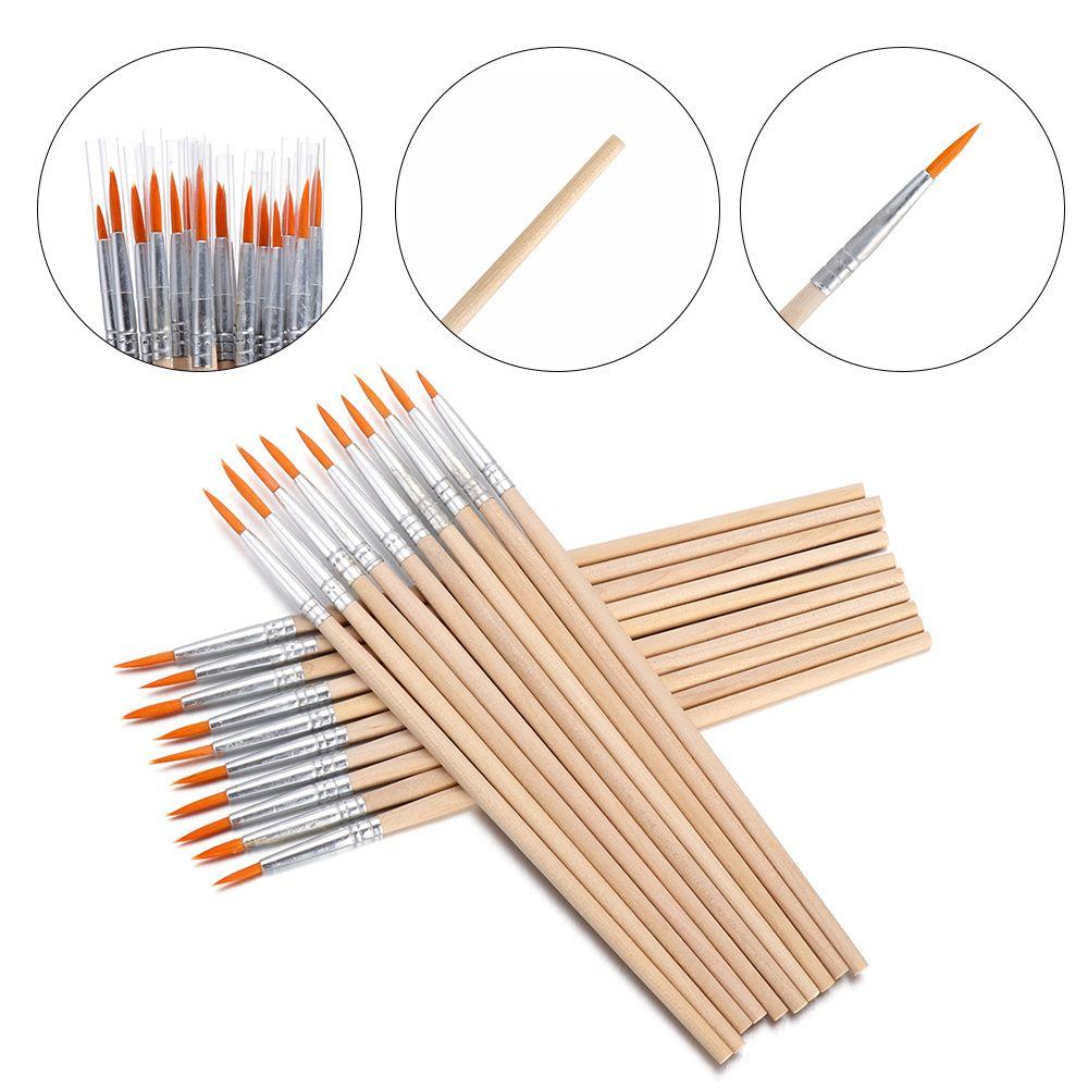 10pcs Calligraphy Wood Handle Art Supplies Paint Brushes Hook Line Pen Drawing Brush Painting Pen