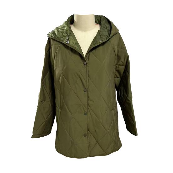 Women's Quilted Puffer Jacket Hooded Long Sleeve Winter Padded Down Coat Lightweight Warm Jacket with Pockets