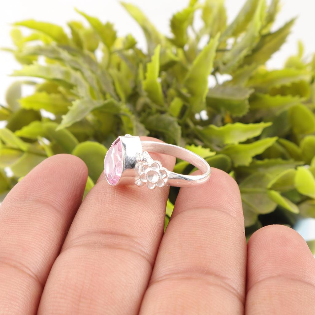 Morganite Jewelry, 925 Solid Sterling Silver Ring, Handmade Silver Beautiful Jewelry, Designer Morganite Gemstone Ring For Wedding Gift