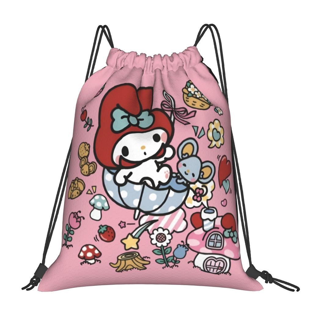 Custom M-Melodies Drawstring Bags Men Women Lightweight Rabbit Anime Sports Gym Storage Backpack