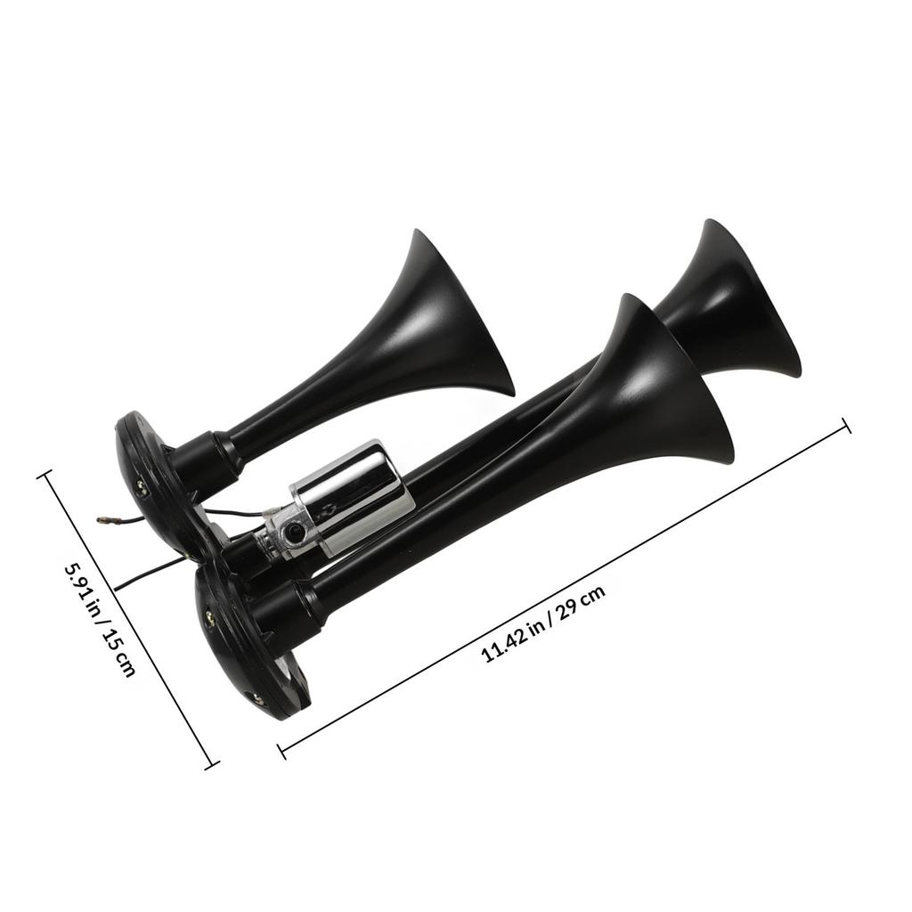 Bocina de Aire Fuerte de Triple Trompeta 12V 24V para Camiones Semirremolques Pickups Bocina de Tren Sonido Claro Trompetas Triples Bocinas de Aire para Camiones