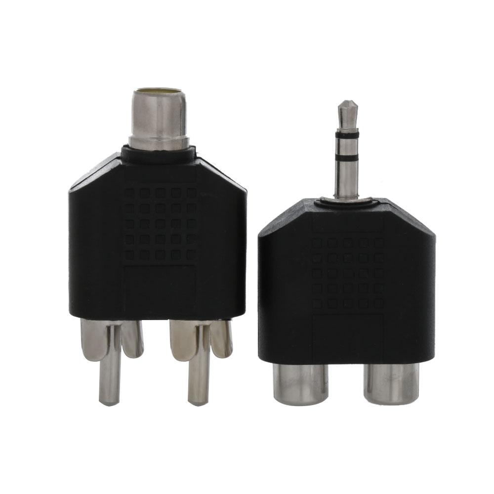 Interconnects Black Video Accessories 3.5mm To 2 RCA Female Male Y Splitter Audio Adapter Converter