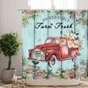 Rustic Framhouse Truck Flower Shower Curtain Farm Fresh Flower Blue Teal Truck on Rustic Vintage Wooden Retro Country Style