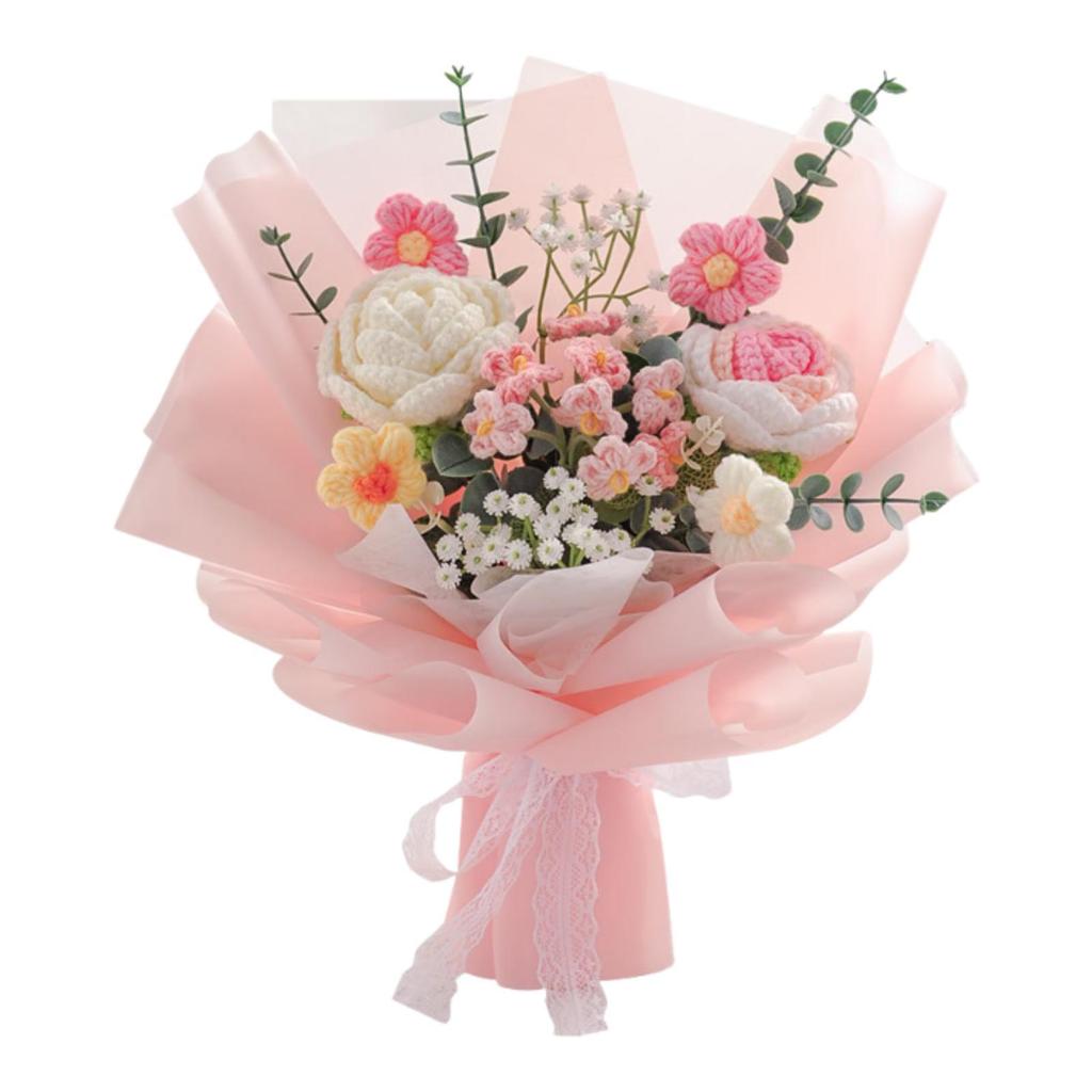 Crochet Flowers Bouquet Home Decor Gift for Mom Wife for Valentine’S Day Graduation Thanksgiving Mother Day Father's Day