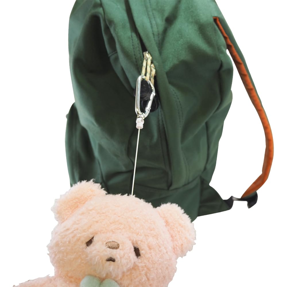 Sunlemon Fluffy Watton Passport Bear 12 X 5 X 19 for General IC and Small Includes Carabiner and Retractable Animal Pouch, Design, PK, Cm, Goods,