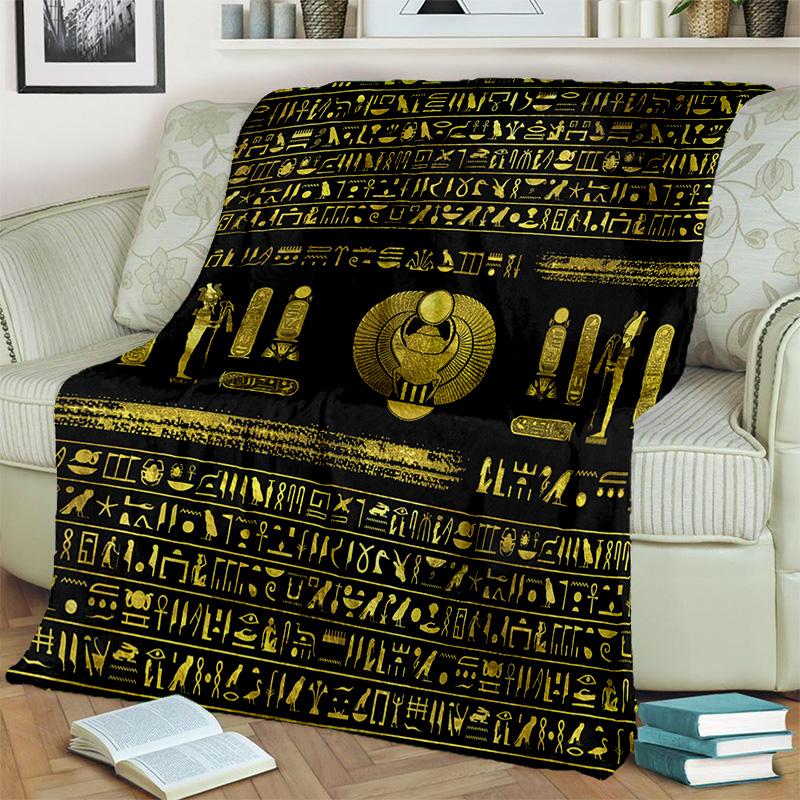 3D Egyptian Pharaoh Hieroglyphics Symbol Blanket,Soft Throw Blanket for Home Bedroom Bed Sofa Picnic Travel Office Cover Blanket